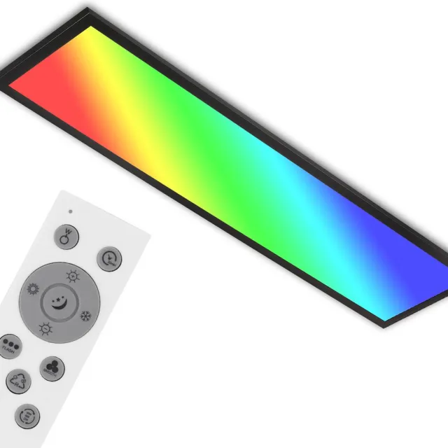 Briloner LED Plafonniére - plafondlamp met RGB & CCT - dimbaar - met afstandsbediening - 100x25x6.6 cm (LxBxH) zwart