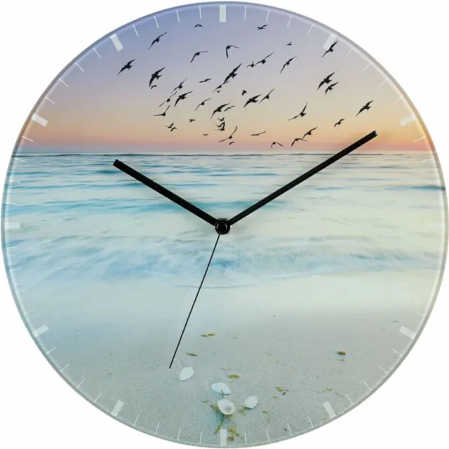 TFA Dostmann TFA 60.3042.90 wandklok met vogels en zeezicht - 30 cm Blauw
