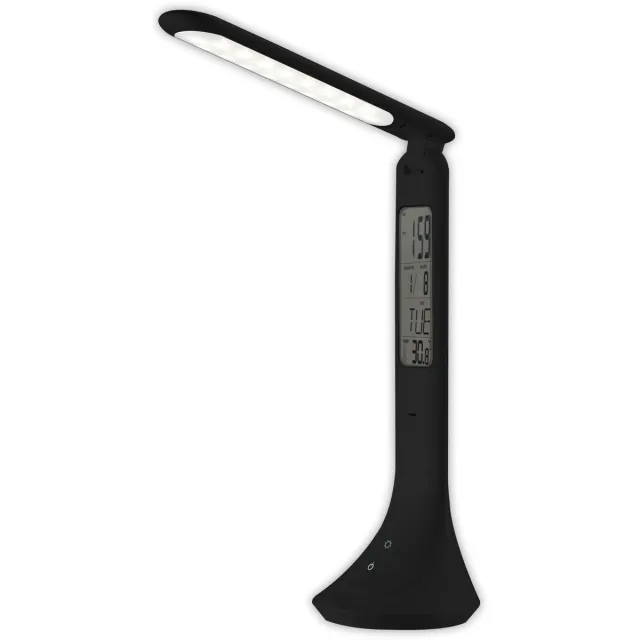Avide LED Bureaulamp Dimbaar 5W - Met Kalender + Alarm + Klok + Thermometer Functie - Oplaadbaar - 280 lumen - Zwart