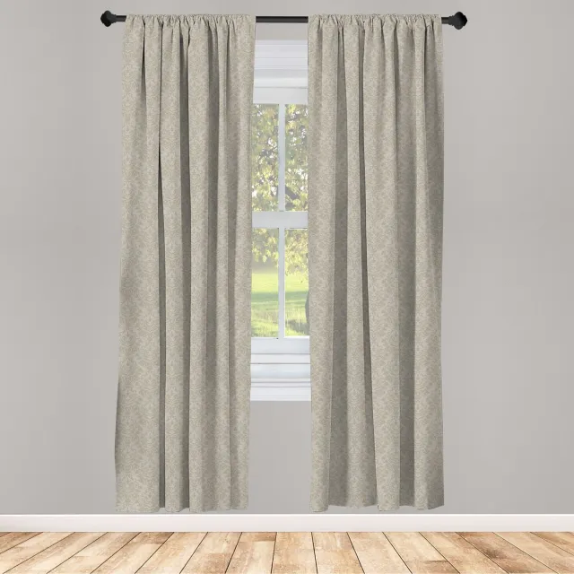 ABAKUHAUS Italiaanse raamgordijnen – Bloemen Retro Antiek – 2x75x225 cm – tan