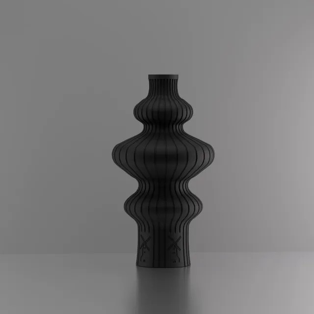 3d-gezellig Fontein met molen - Vaas - Waterdicht - Zwart - Maat 25 cm - Kunststof - Modern - Bloemenvaas -100% gerecycled PLA (bioplastic)