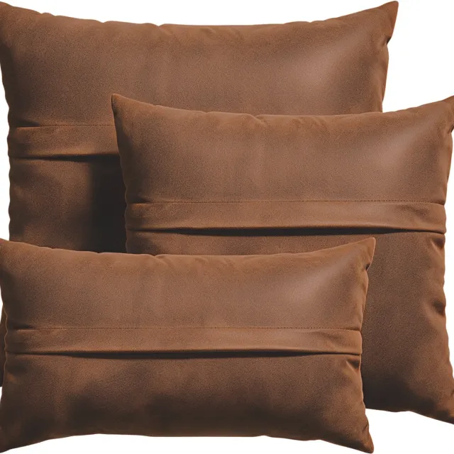 Cohoso Sierkussen SET - 30x50 + 45x45 + 60x60 cm - KAYA Cognac - Vegan leather look - Inclusief binnenkussens Cognac SET