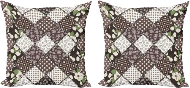 ABAKUHAUS Bloemen Sierkussenhoes Set van 2, Vintage Bloemen-Braut, Modern Accent Dubbelzijdige Digitale Print, 45x45, Beige Bruin