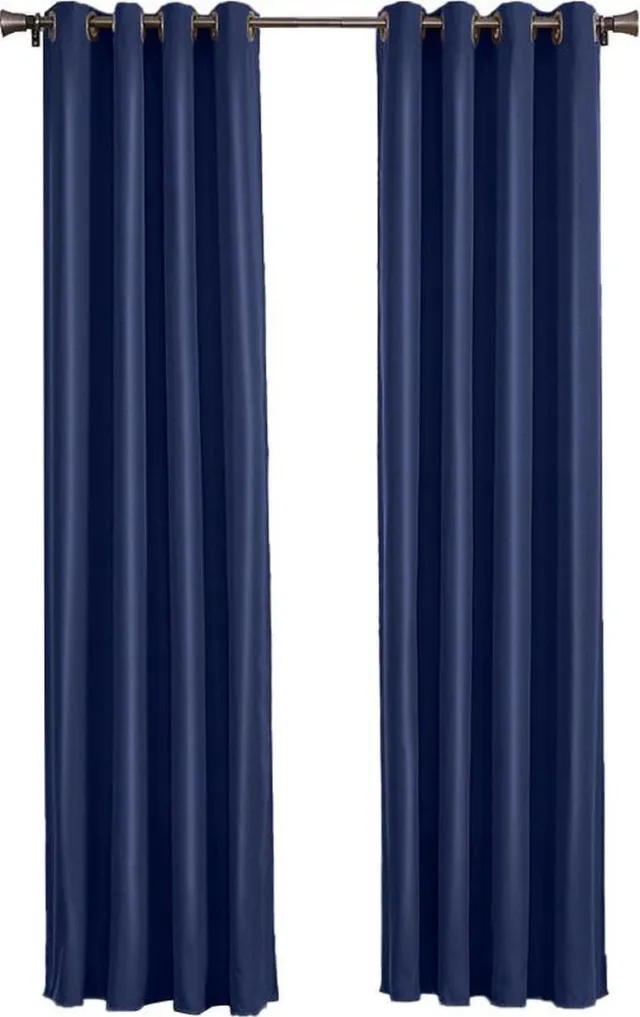 Larson Luxe effen blackout gordijn - met ringen - 3m x 2.5m - Donkerblauw