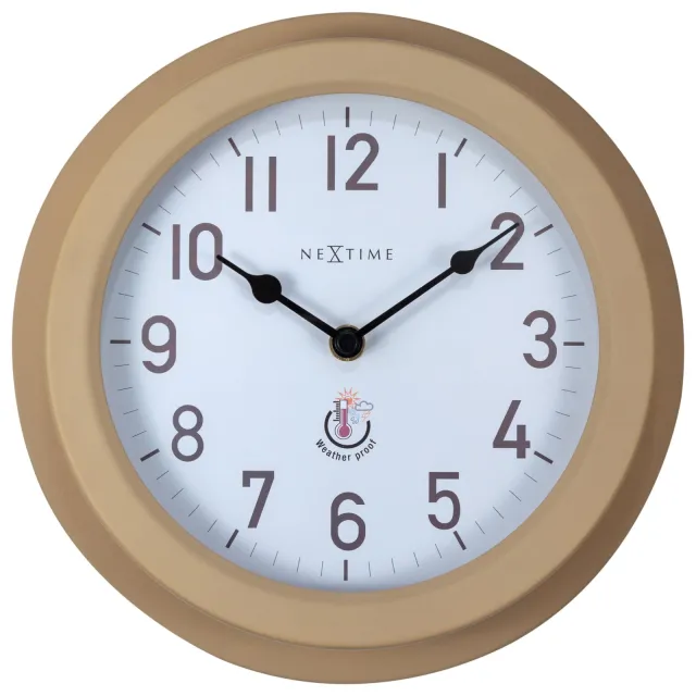NeXtime Weerbestendige buitenwandklok - 22 cm - Metaal - Gegalvaniseerd - Poppy bruin