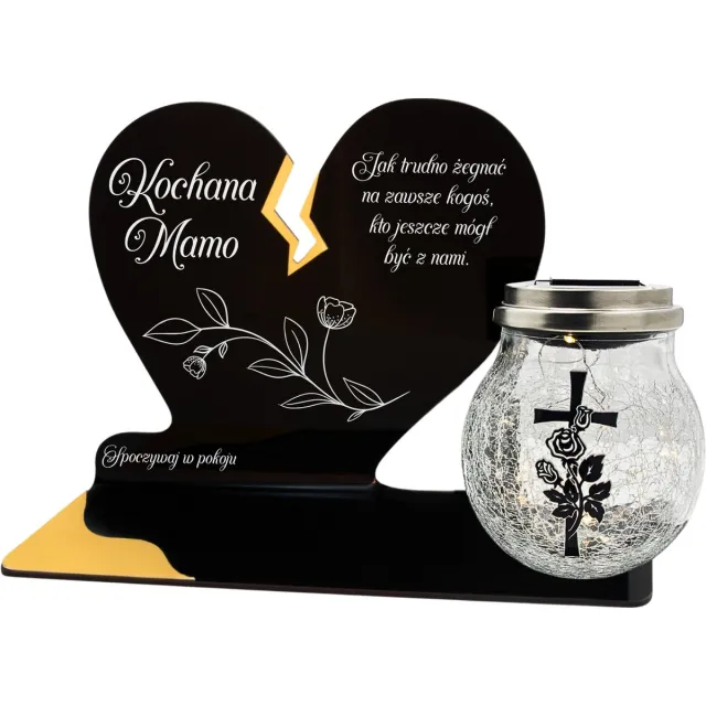 Decortrend Zonnegraflicht Hart voor Mama, LED Grafsteenlamp, Goudkleurig