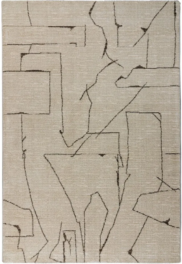 Padiro design laagpolig vloerkleed - crème / offwhite - modern abstract ontwerp - voor vloerverwarming - van polypropyleen, polyester en jute beige