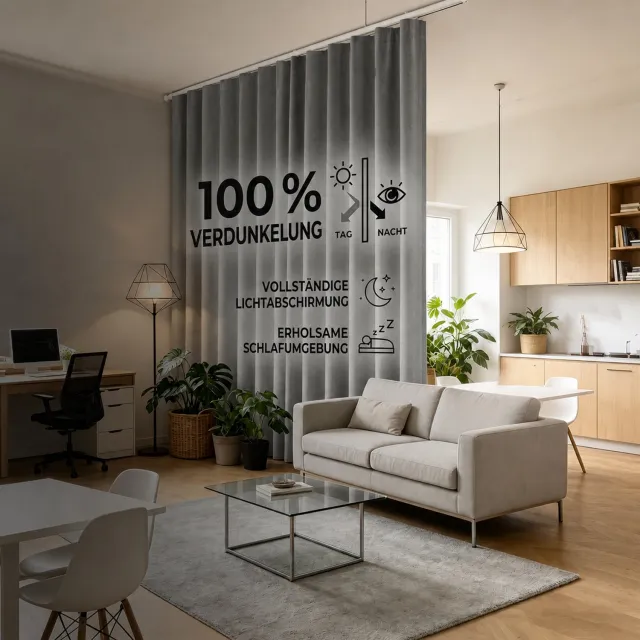 LAPAMAX Verduisterend kamerverdeler gordijn met buigbare plafondrail – scheidingsgordijn en privacy gordijn met linnenlook - voor slaapkamer, kantoor en studio - Grijs - 254 x 214 cm - 1 paneel