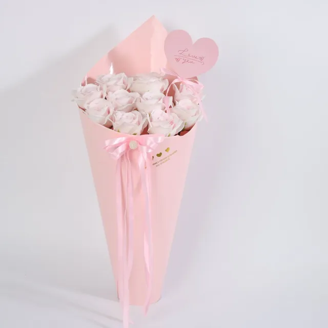 La Roselle Amsterdam Luxe Lichtroze Kunstrozen Boeket Kunstbloem in Geschenkverpakking - Feestdagen Cadeau - Kerst gift