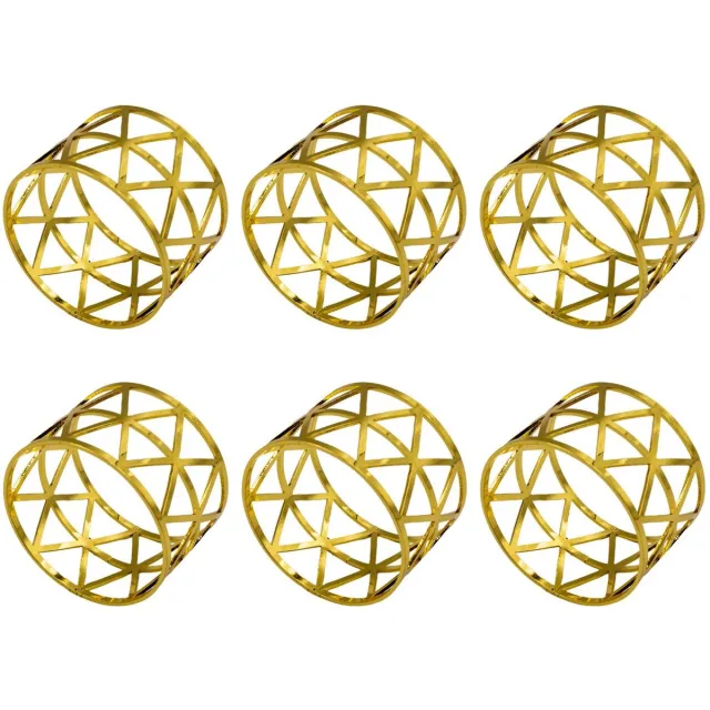 Intirilife servetringen 6 stuks van roestvrij staal in goud - 4,5 x 3 cm - servethouderset servetgesp driehoekpatroon tafeldecoratie servetdecoratieset