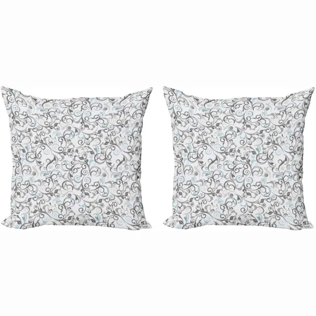 ABAKUHAUS Kussenhoes 2x50x50 cm – Antieke Curls – Grijs Blauw