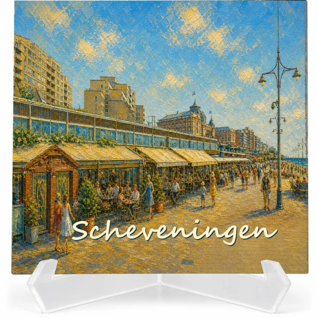 Kleurmedia Tegeltje Scheveningen – Boulevard Kurhaus – Keramiek 15 x 15 cm – Inclusief transparante houder – Souvenir tegel 5