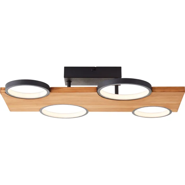 Brilliant Led plafondlamp Cheesy 28W - G99937/76 mat zwart/hout