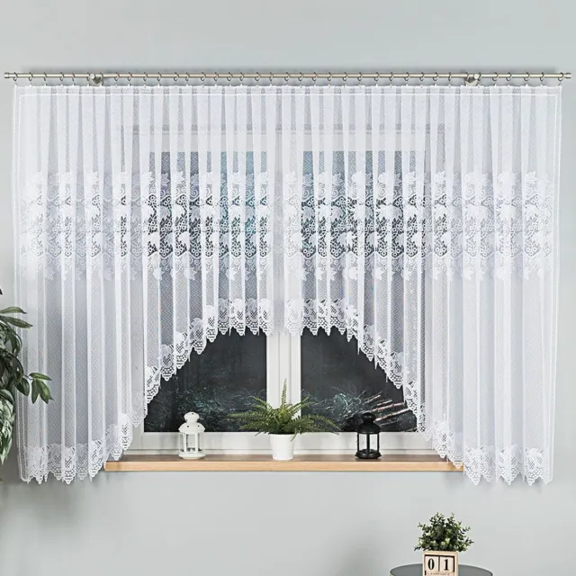Markizeta ELŻBIETA Serie - Kant en Klaar Jacquard Gordijn - 600x160 cm - Met Elegant Bladpatroon - Lichtdoorlatend Wit