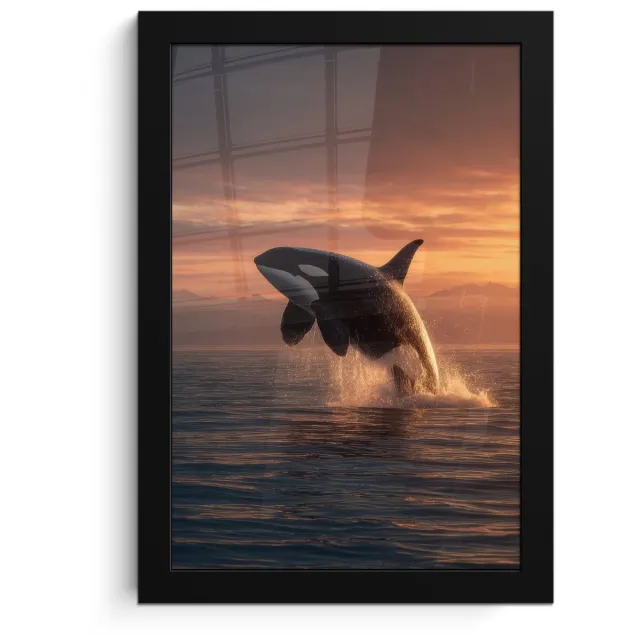 FrameYourWall Poster in lijst - Fotolijst 20x30 cm - Posters - Orka - Zee - Zonsondergang - Posterlijst zwart - Decoratie - Wanddecoratie woonkamer - Muurdecoratie slaapkamer