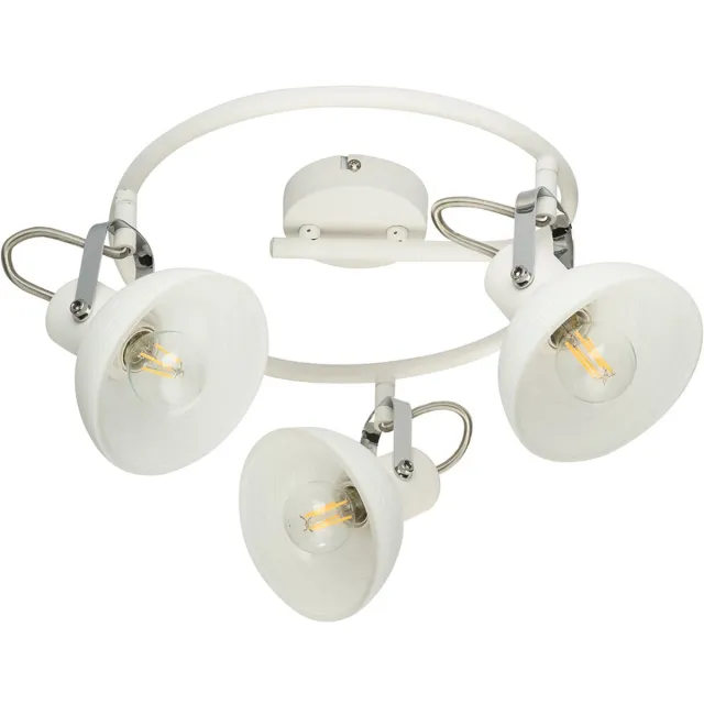 Globo Plafondlamp Spotrondell woonkamerlamp Retro plafondlamp chroom wit, verstelbare spot, gesatineerd glas, 3x E14, DxH 30x25 cm