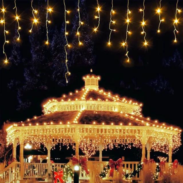 PEAM 480 LED Lichtgordijn Voor Buiten – 19M Waterdichte Kerstverlichting Met IJspegels En Warmwit Licht Voor Balkon - Tuin En Feestdecoratie
