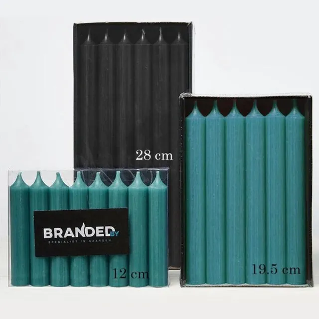 Branded by Lange dinerkaarsen 28 cm | Black | 18 stuks 10 uren Brandtijd Zwart