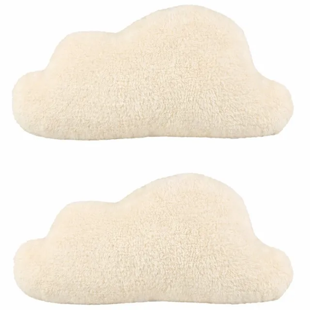 OSTARIA Sierkussen wolk - 2x - decoratiekussen - wit - 50 x 30 cm - polyester Creme