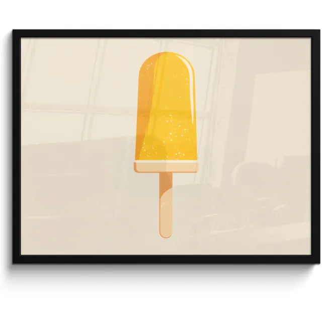 FrameYourWall Poster in lijst - Fotolijst 70x50 cm - Posters - Oranje - Stokje - Waterijsje - Posterlijst zwart - Decoratie - Wanddecoratie woonkamer - Muurdecoratie slaapkamer
