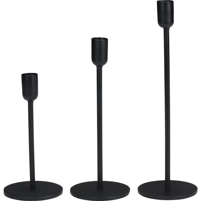 arti casa Kandelaars Zwart - Kaarsenhouders 3 Stuks - Geschikt voor Kaarsen Ø2cm - Metaal