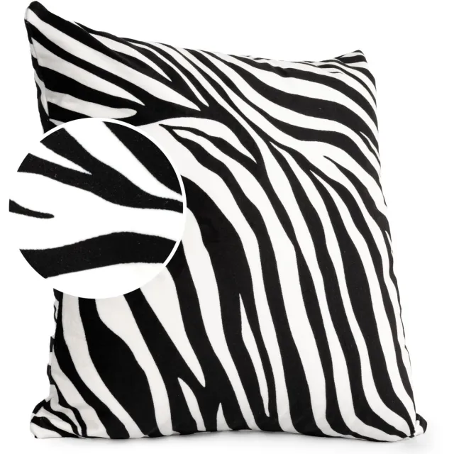 ANRO Zebra Sierkussen 50x50 cm - Velours - Inclusief vulling Wit