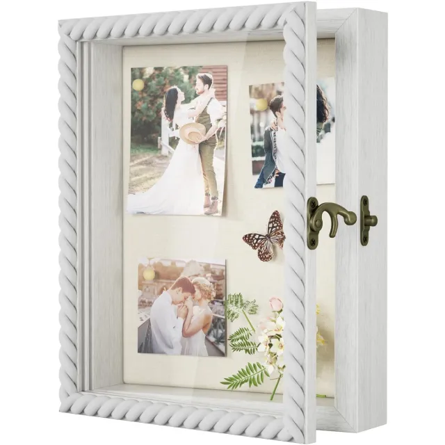 Ibenzoa Witte 3D Fotolijst met Glasplaat voor Herinneringen en Decoratie
