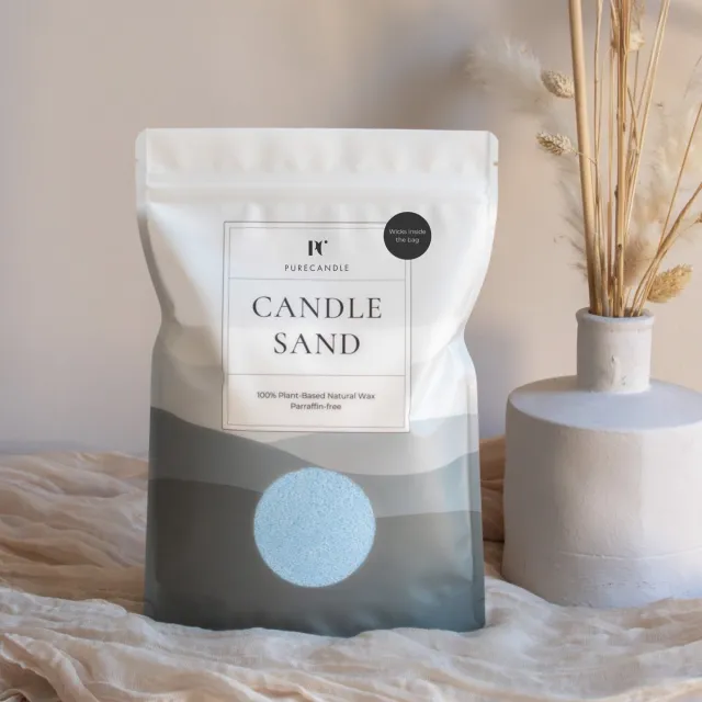 PureWorld PureCandle Kaarsenzand met Lonten – Lichtblauw – 450g (740ml) – 30 Lonten – Voor Herbruikbare Kaars - Kaarspoeder - Origineel en leuk Cadeau - Poederkaars - Kaars parels Blauw (Sky Blue)