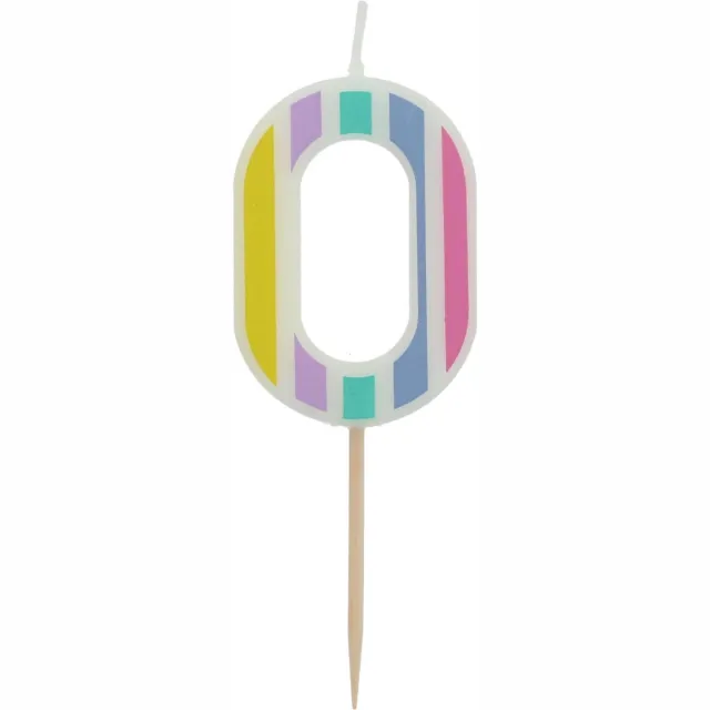 Folat Kaars Pastel meerkleurig - cijfer 0
