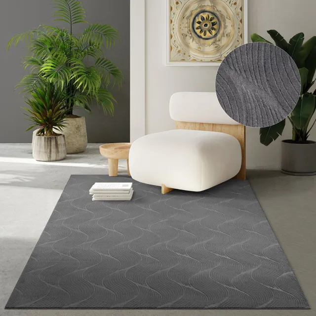 the carpet Rio – tapijt met 3D golfpatroon en antislip rug, antraciet 160 x 220 cm antraciet met golfpatroon