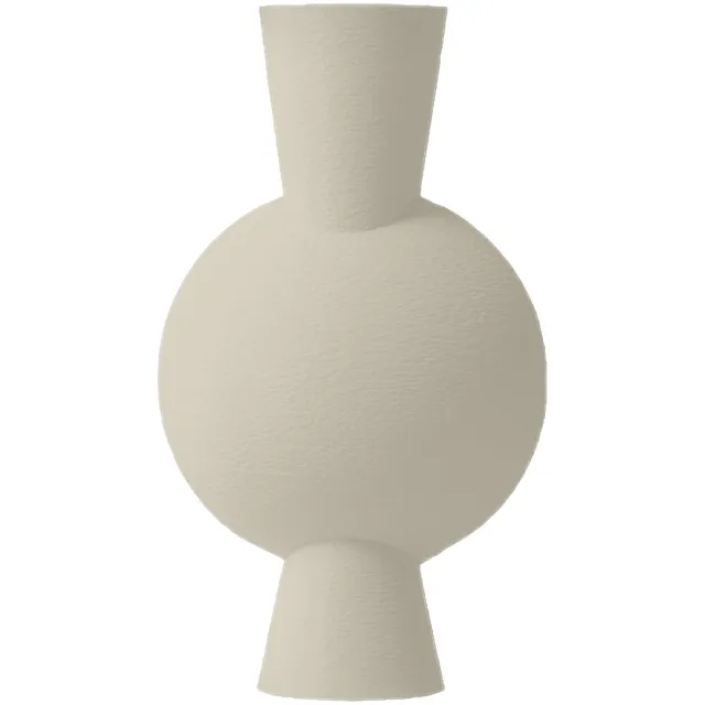 Layvo DESSA Vaas - Crème - D15 x H25 cm - droogbloemen vaas - moderne vaas - gerecycled plastic