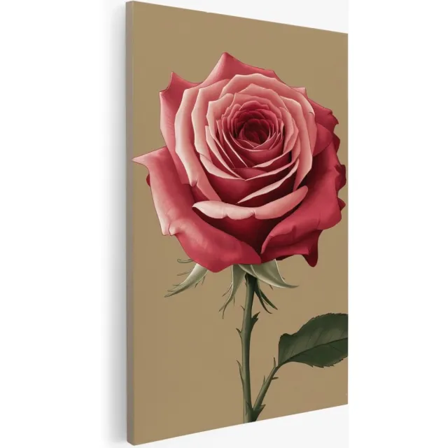Saammp Canvas Schilderij - Rode Roos - bloemen - Abstract - 20x30 - Foto op canvas - Wanddecoratie - Muurdecoratie Woonkamer - Kantoor Decoratie Multicolor