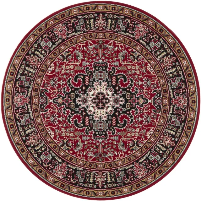 flycarpets Isfahan Rond Klassiek Vloerkleed - Rood - Perzisch / Oosters Tapijt - Laagpolig - ∅ 160 cm