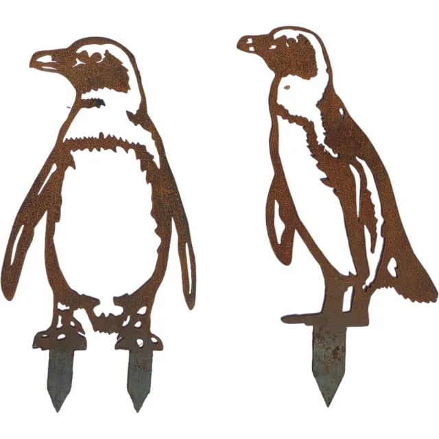 rusty friends Pinguin - Pinguins - set van 2 - Tuinbeeld -Cortenstaal - NL Fabrikaat bruin