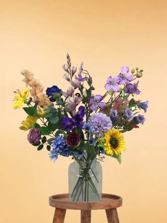 The Bloomistic Company The Bloomistic® – Zijden Boeket – 70-80 cm hoog – Kunstbloemen – 20 stelen – voor haar – moederdag cadeautje – moederdag – nepbloemen – housewarming cadeau – cadeau – decoratie woonkamer Lovely Lila