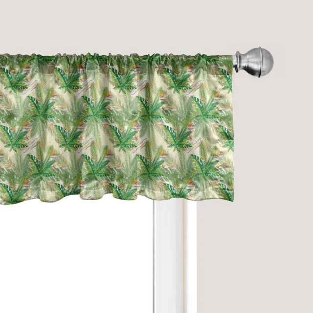 ABAKUHAUS Exotische raamvalance, gordijnvalance voor keuken en slaapkamer met tunnelzoom, 137 cm x 45 cm, crème en veelkleurig