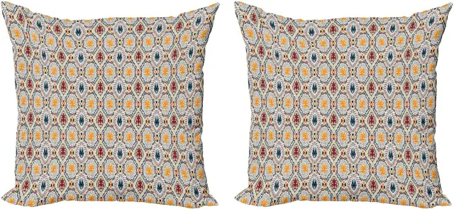 ABAKUHAUS Boho decoratieve kussenhoes, 2-pack, modern accent, dubbelzijdige digitale print, 45x45 cm, oranje bordeauxrood Oranje Bourgogne