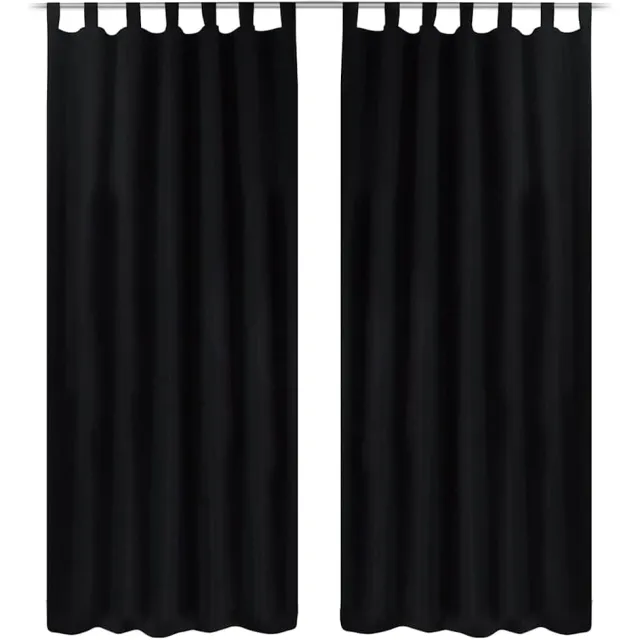 vidaXL Micro-Satijnen Gordijnen met Ringen 140 x 175 cm 2 stuks (Zwart)