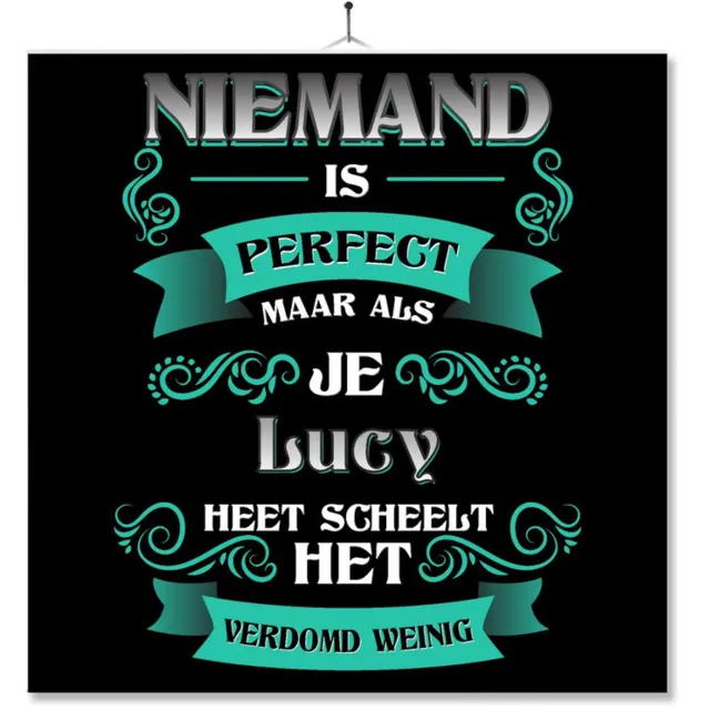 MC Living Tegel Met Opdruk | Kado | Cadeau | Niemand Is Perfect Maar Als Je Lucy Heet Scheelt Het Verdomd Weinig Multi-Color