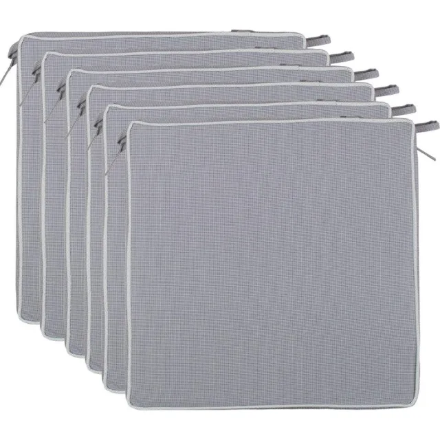 Thuys Set Van 6 Buiten Stoelkussens – 40 x 40 x 4cm – Donkergrijs Textuur – 220g Vulling