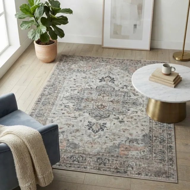 Moonay Vintage Vloerkleed Atlas Oosters 160x230 cm - Wasbaar Antislip Beige
