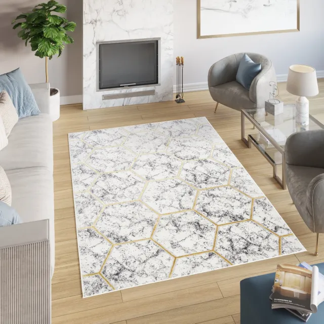 Tapiso Shine Vloerkleed Beige Tapijt Abstract Modern Maat- 160x220