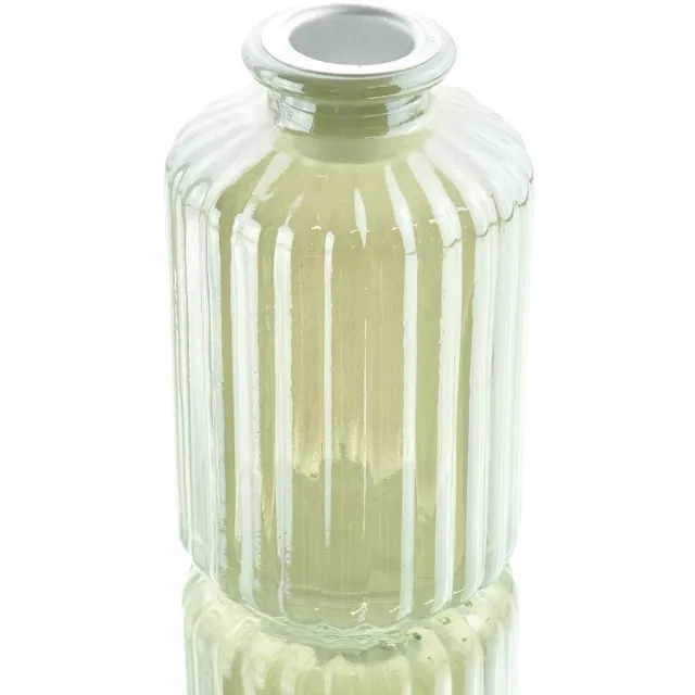 Gasper kaarsenhouder ijsgroen met ribbelmotief 9,7 cm - glas