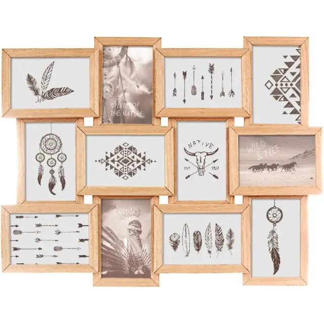 Atmosphera Collage Fotolijst - voor 12 foto's - 58 x 45 cm - hout - fotolijsten Beige