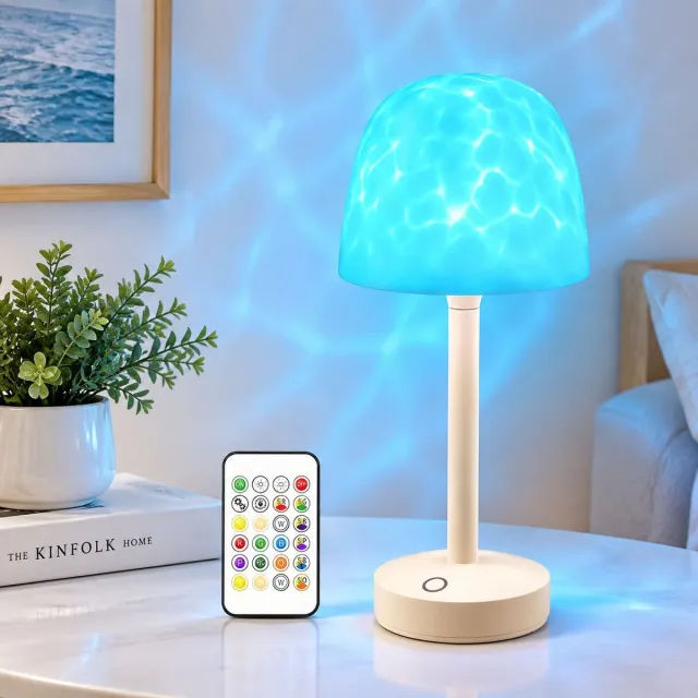 VHV Douchelamp - Waterbestendige Badkamerlamp - Oceangolf Projector - Beige - 16 Kleuren - Spa‑achtige Sfeerlamp - Oplaadbare - Met Aanraak & Afstandsbediening - Draadloze Lamp - Badkamerverlichting