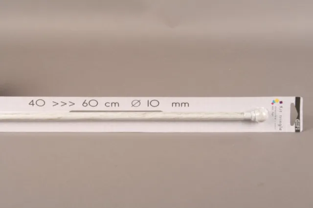Gifi diffusion Uitschuifbare gordijnroede - 40-60 cm - met kogeleinde - antiek wit - raamdecoratie