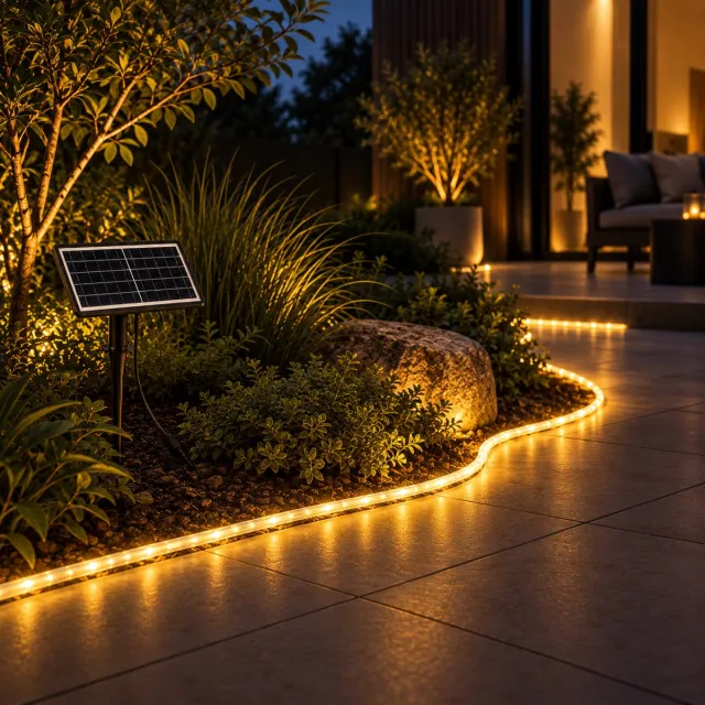 Iplux Vegas - Solar Lichtslang - 10 meter - Warm Wit - IP65 Waterproof - Krachtig 11W Zonnepaneel - Hoge Kwaliteit