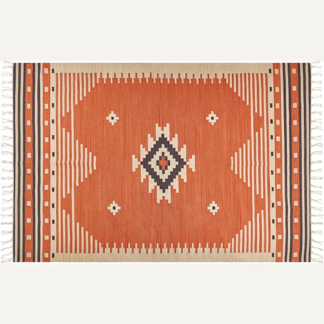 Beliani GAVAR - Kelim vloerkleed - Oranje - 200 x 300 cm - Katoen