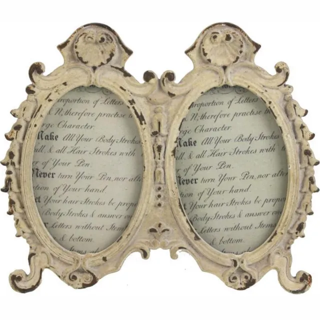 Meander elegant home accesoires Meander - Fotolijst - Tweeluik - ovaal - antiek wit - 5 x 8