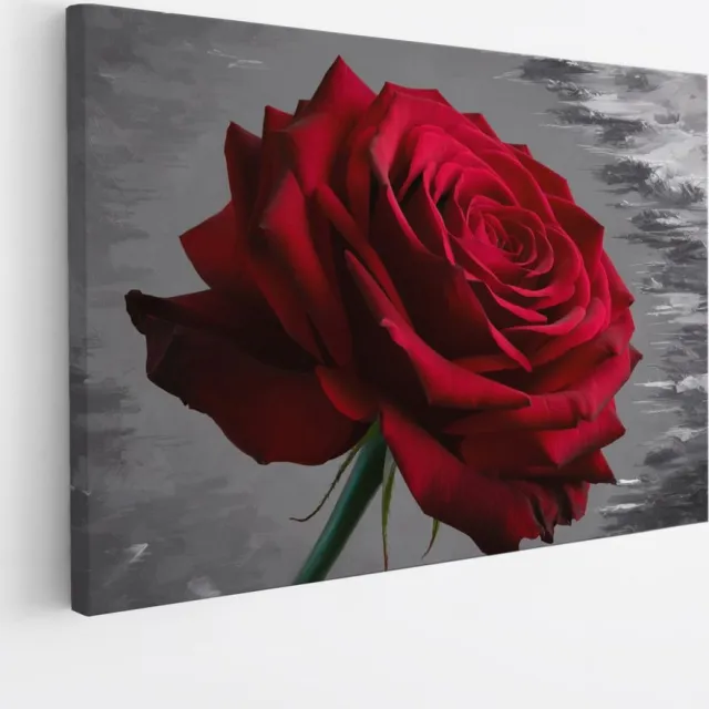 Saammp Canvas Schilderij - Abstracte Rode roos - bloemen - Natuur - 120x80 - Foto op canvas - Wanddecoratie - Muurdecoratie Woonkamer - Kantoor Decoratie Multicolor